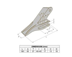 E11RA Dinte Lateral Dreapta Miniexcavator