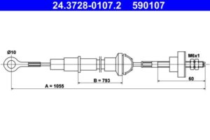 590107 Cablu ambreiaj (1055mm/793mm) VW GOLF I, JETTA I, SCIROCCO 1.1/1.3 04.74-07.84 , VW 171721335D 490106020